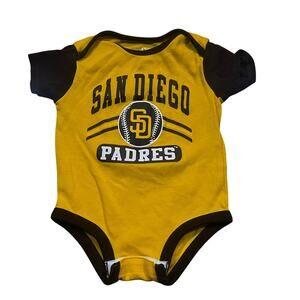 Padres Baby Bodysuit 3-6 Months MLB Team Apparel San Diego Brown Yellow Bodysuit